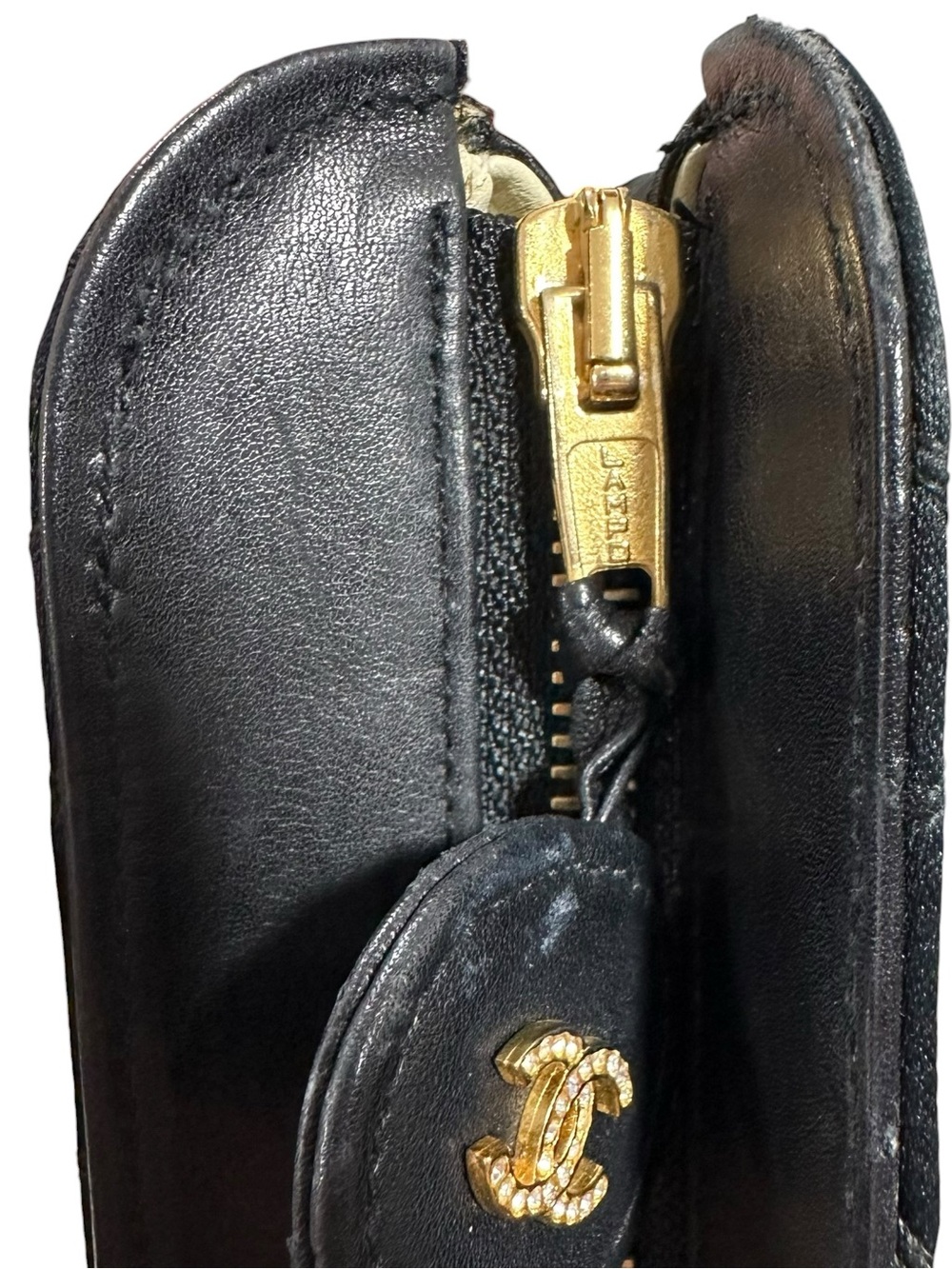 Chanel Black Quilted Satin & Leather O Case Evening Clutch Bag with Crystals - Picture 3 of 16